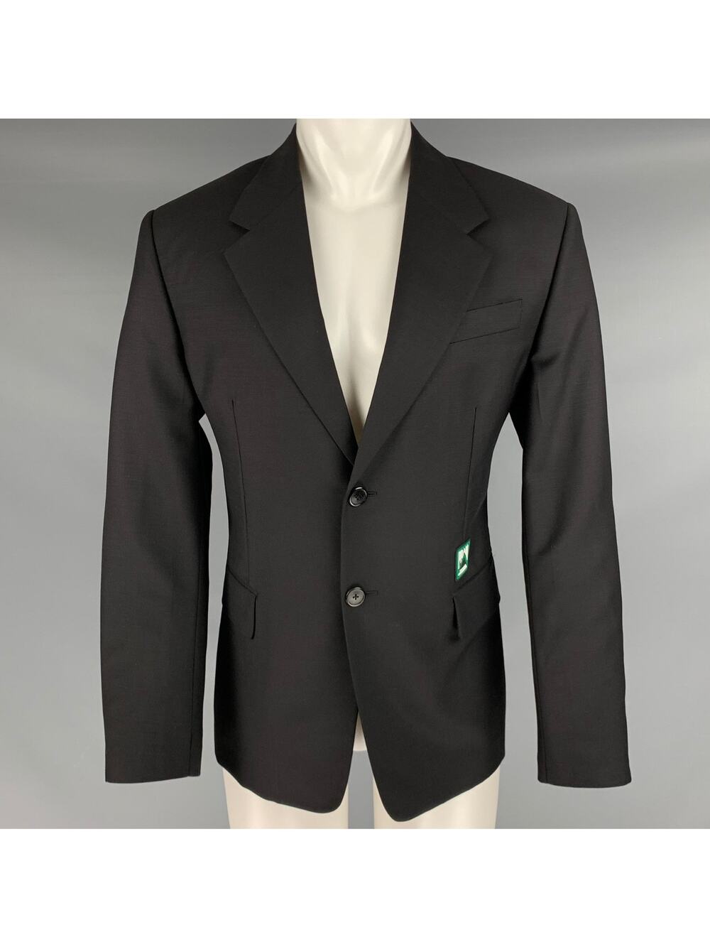 PRADA Size 40 Black Mohair Wool Notch Lapel Sport Coat